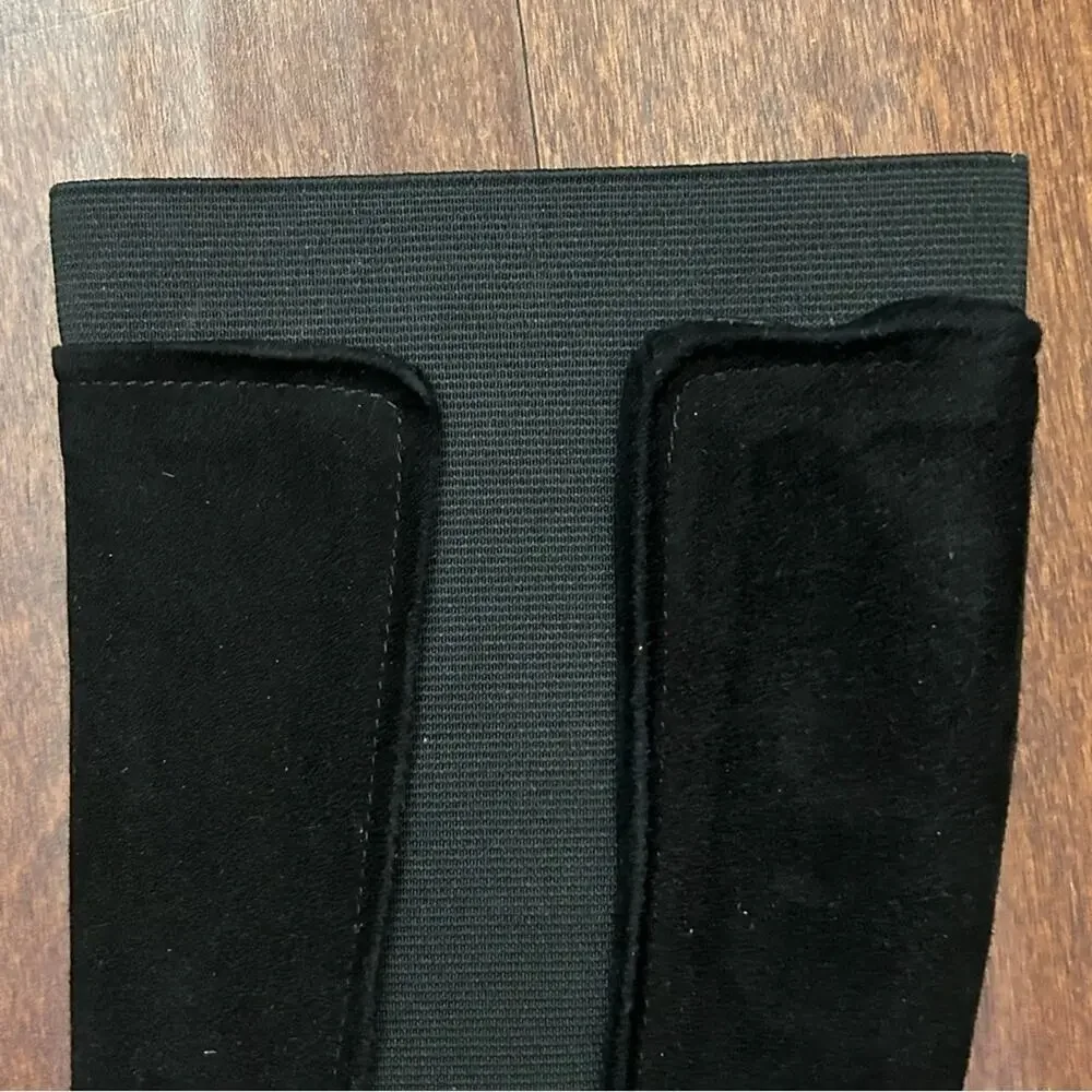 Vero Cuoio Classic Italian Knee-High Boots, Black Suede, Quiet Luxury, Size 8